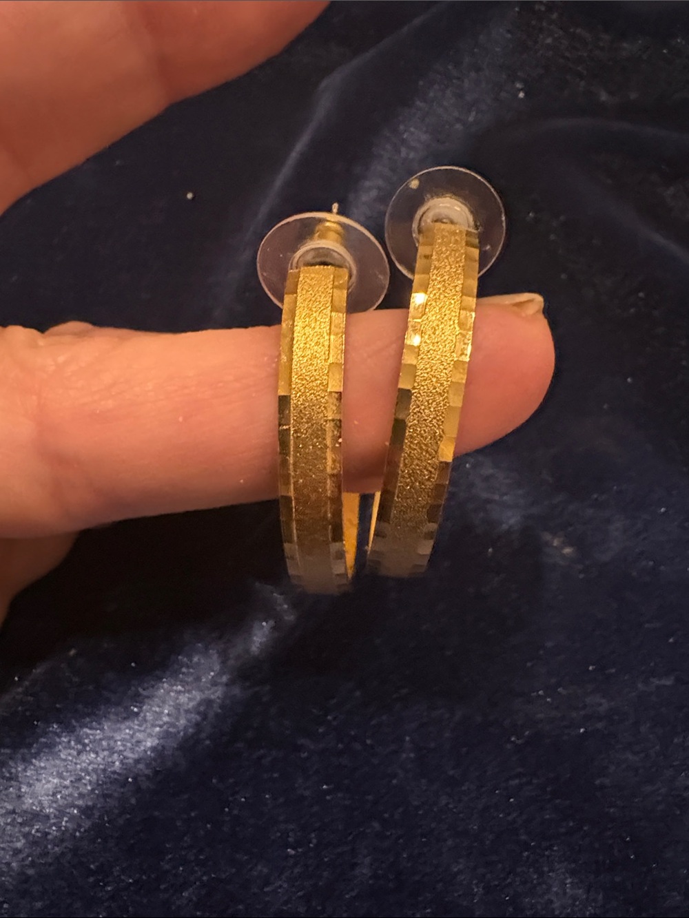 Vintage Premier Designs Gold-Tone Flat Wide Hoop Earrings Post Backs Retired